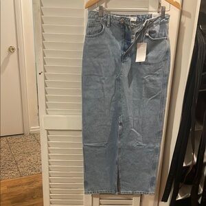 Mango Blue Maxi Pencil Skirt with Slit